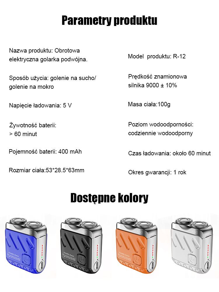 🪒Obrotowa elektryczna golarka podwójna.🪒