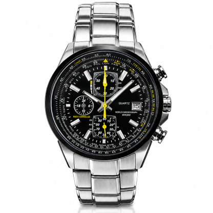 Solarny Zegarek Lotniczy Premium | Chronograf 6-wskazówkowy | Wodoszczelność 200m | Świecący, Antymagnetyczny i Wytrzymały (Męski)