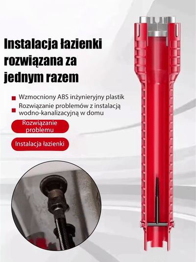 Wielofunkcyjny klucz do zlewu 8 w 1, stworzony, aby z łatwością dostać się w ciasne przestrzenie!