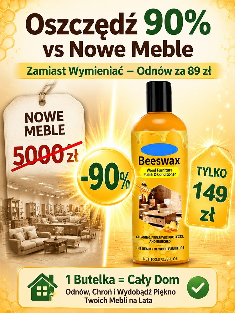 Naturalny Wosk Pszczeli do Renowacji i Polerowania Drewna 3w1:Nabłyszcza, Naprawia i Chroni przed Wilgocią