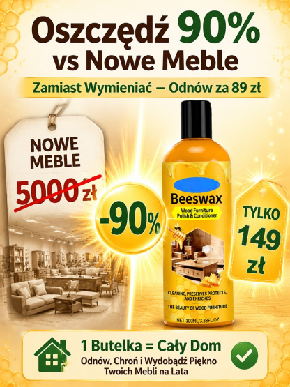Naturalny Wosk Pszczeli do Renowacji i Polerowania Drewna 3w1:Nabłyszcza, Naprawia i Chroni przed Wilgocią