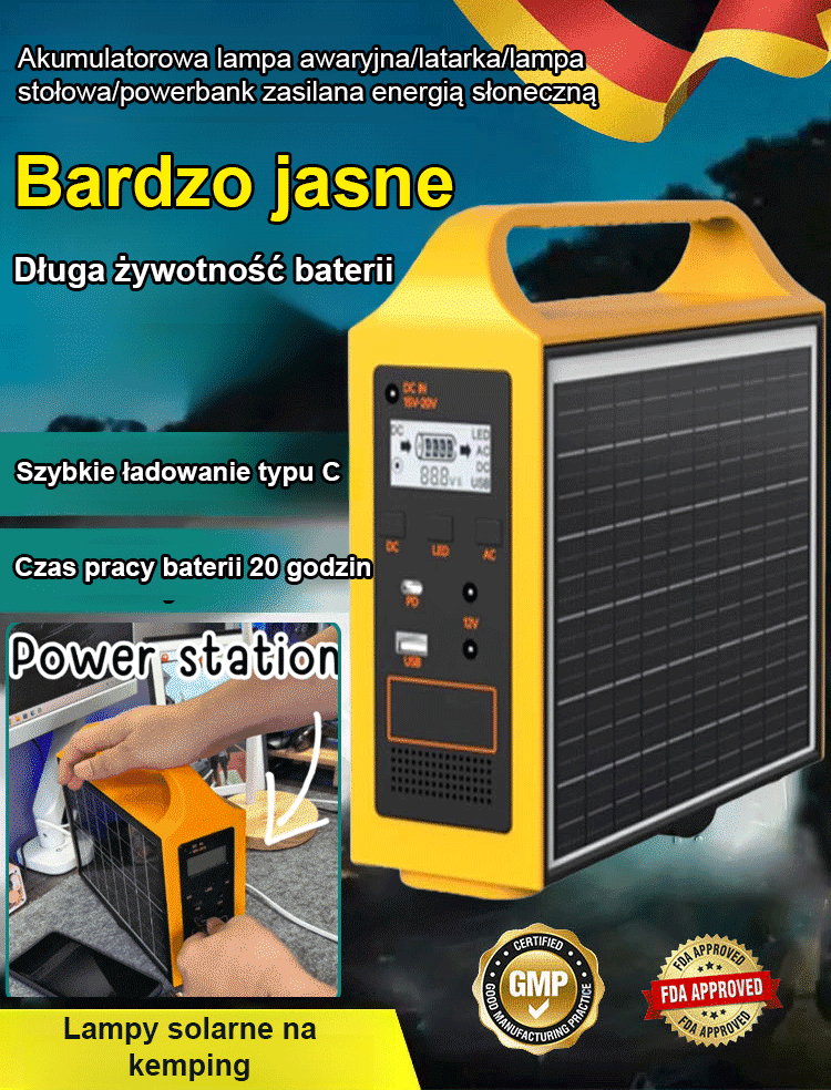 Solarna lampa do oświetlenia awaryjnego 