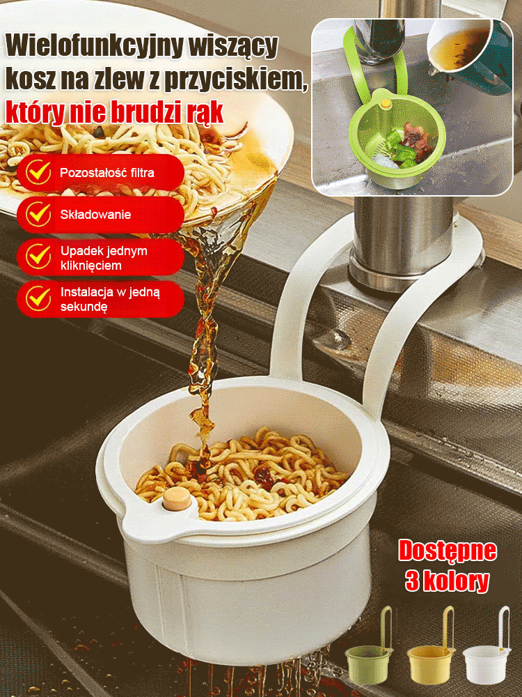 【Niebrudzący】Wielofunkcyjny koszyk zlewozmywakowy na przycisk