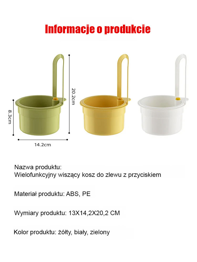 【Niebrudzący】Wielofunkcyjny koszyk zlewozmywakowy na przycisk