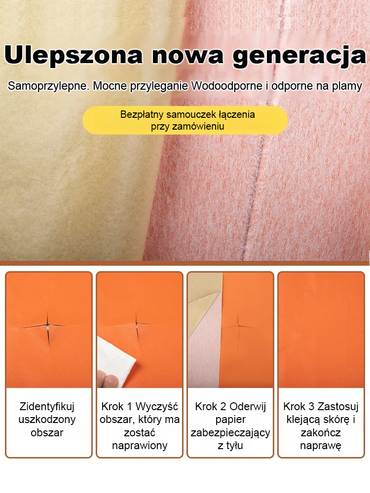 Samoprzylepna łatka naprawcza do skóry: renowacja sof, foteli i oparć