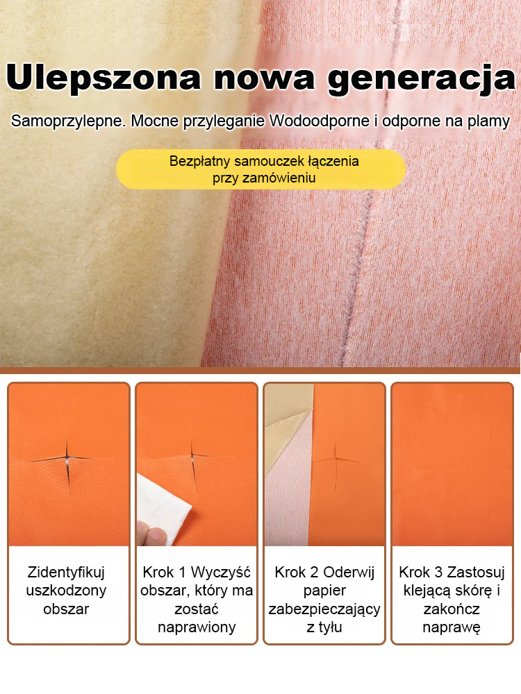 Samoprzylepna łatka naprawcza do skóry: renowacja sof, foteli i oparć