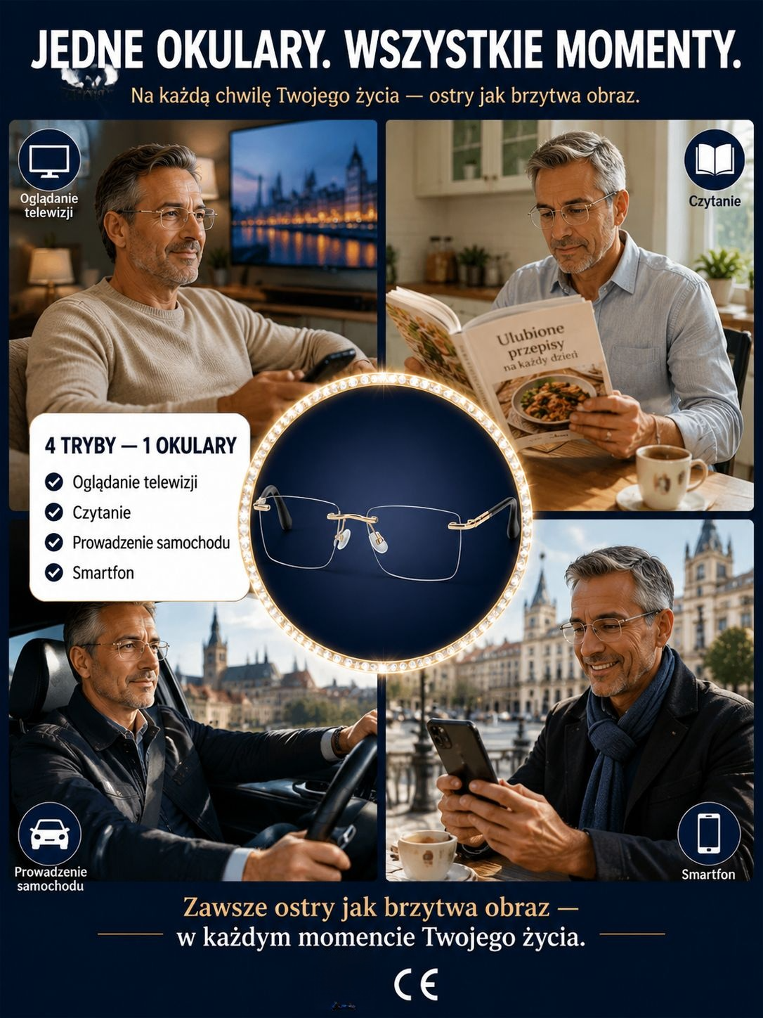⚡Inteligentne diamentowe okulary bez oprawek z autofokusem (1+1 GRATIS / Za pobraniem / Test za darmo)