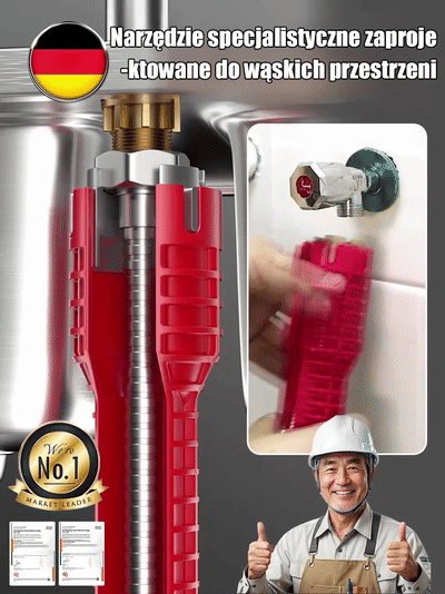 Wielofunkcyjny klucz do zlewu 8 w 1, stworzony, aby z łatwością dostać się w ciasne przestrzenie!