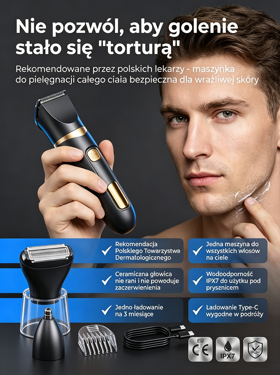 Cutter do włosów 3 w 1 dla mężczyzn 【do całego ciała】