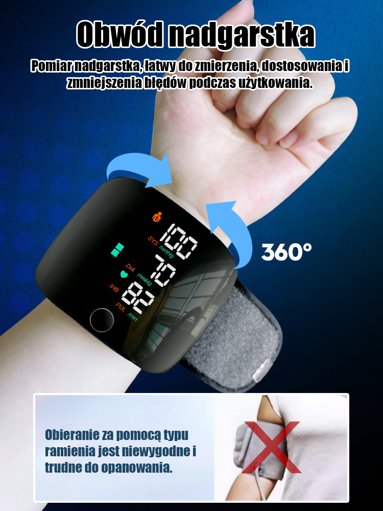 ✅ Zatwierdzone przez FDA, CE i SGS, dokładność pomiaru ciśnienia krwi w zakresie ±3 mmHg, dokładność pomiaru pulsu w zakresie ±5%.