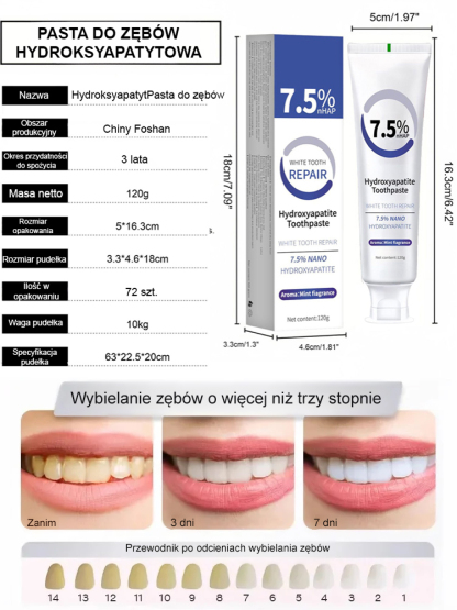 【Problemy z zębami znikają po jednym szczotkowaniu】Pasta do zębów z hydroksyapatytem