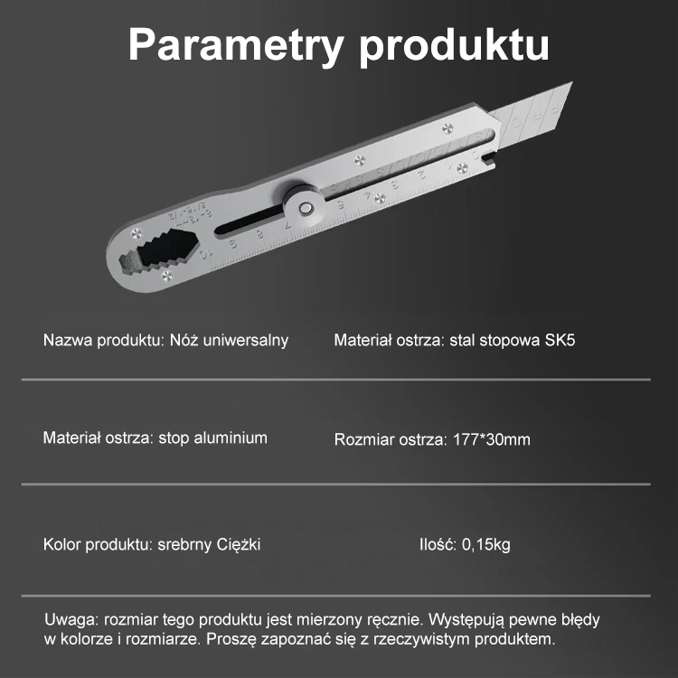 13-w-1 wielofunkcyjny nóż techniczny, wykonany w całości ze stali, odporny na korozję i trwały
