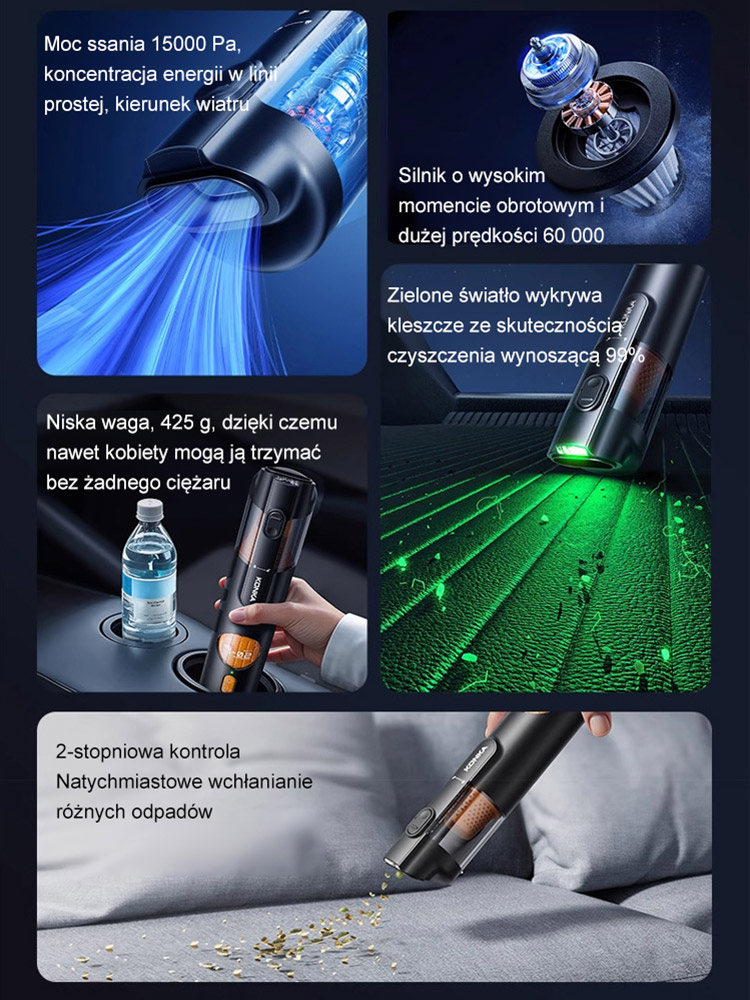 【Pięć w jednym inteligentna technologia】Łączy w sobie funkcje odkurzania, mopowania, dezynfekcji UV-C, wykrywania zabrudzeń i samooczyszczania.