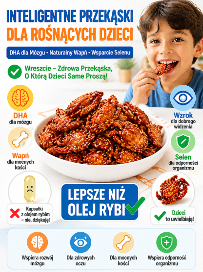 🦀 NIE MARTW SIĘ WIĘCEJ O KALORIE I TŁUSZCZ! Pyszniejsze niż frytki, smażony kurczak i popcorn! To prawdziwa przekąska o niskiej zawartości sodu, 0% tłuszczu, 0% dodatków i 0% cukru, niesmażona, czysta przekąska z oceanu, którą możesz delektować się bez ż
