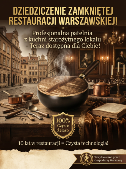 Patelnia nieprzywierająca, wyprodukowana w Japonii, z niemieckim certyfikatem zdrowotnym.