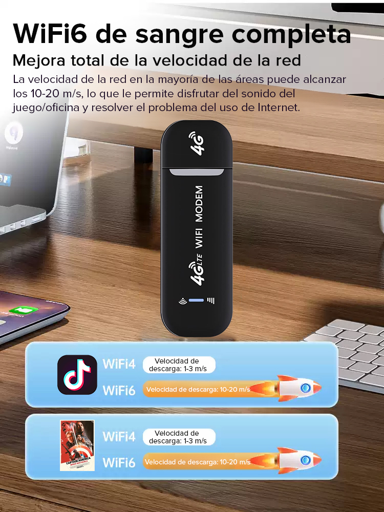 Enrutador Wi-Fi inalámbrico portátil 📊 No necesita tarjeta SIM ni cables, solo conéctalo y úsalo.