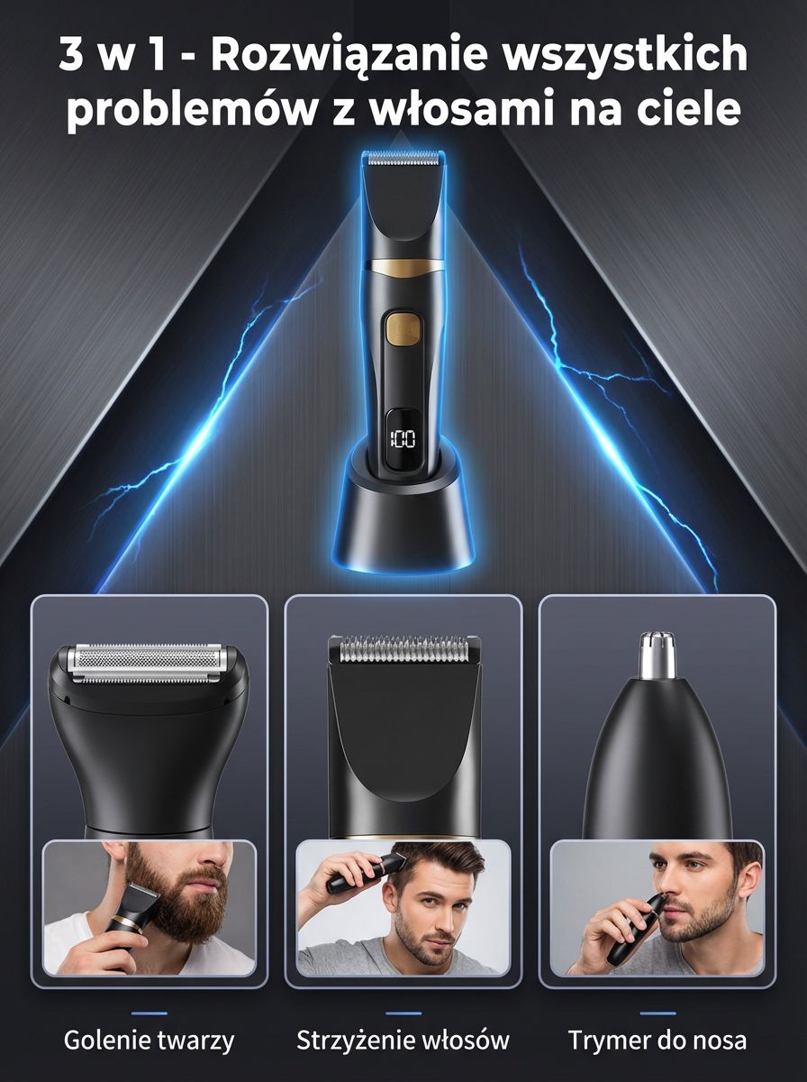 Cutter do włosów 3 w 1 dla mężczyzn 【do całego ciała】