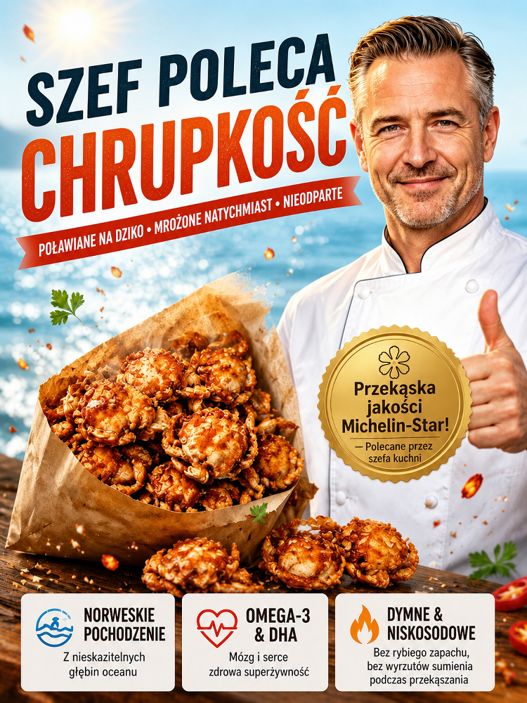 🦀 NIE MARTW SIĘ WIĘCEJ O KALORIE I TŁUSZCZ! Pyszniejsze niż frytki, smażony kurczak i popcorn! To prawdziwa przekąska o niskiej zawartości sodu, 0% tłuszczu, 0% dodatków i 0% cukru, niesmażona, czysta przekąska z oceanu, którą możesz delektować się bez ż