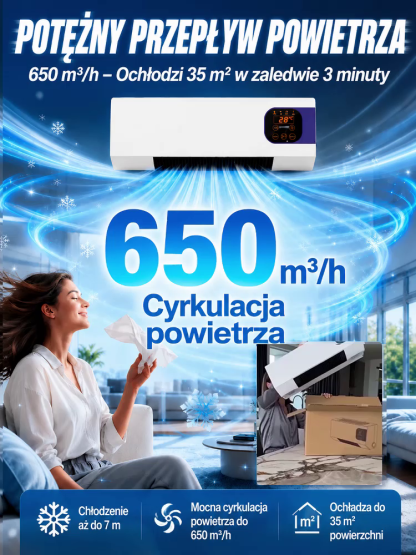 Domowy klimatyzator ścienny (chłodzi i grzeje)! Oferta ograniczona czasowo: -50% tylko przez 2 godziny!