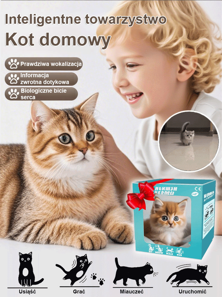 🐱 Uroczy pluszowy pies i kot, realistyczny robot-zwierzak