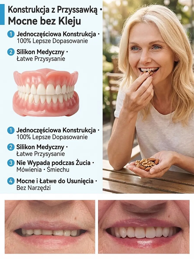 Premium protezy zębowe: niewidoczne i stabilne! Założysz w 1 sekundę. Sprawdź komfort!