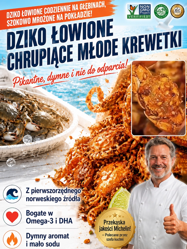 🦀 NIE MARTW SIĘ WIĘCEJ O KALORIE I TŁUSZCZ! Pyszniejsze niż frytki, smażony kurczak i popcorn! To prawdziwa przekąska o niskiej zawartości sodu, 0% tłuszczu, 0% dodatków i 0% cukru, niesmażona, czysta przekąska z oceanu, którą możesz delektować się bez ż