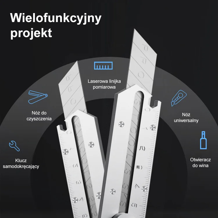 13-w-1 wielofunkcyjny nóż techniczny, wykonany w całości ze stali, odporny na korozję i trwały
