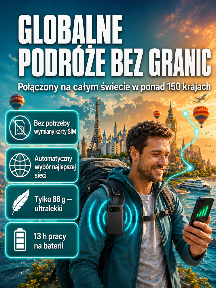 [Karta SIM nie jest wymagana, globalny dostęp] Przenośne, szybkie Wi-Fi 6 | Bezpłatny roaming w ponad 150 krajach. Pożegnaj rozłączenia w dowolnym miejscu i czasie!