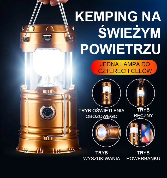 Wodoodporna wielofunkcyjna lampa solarna