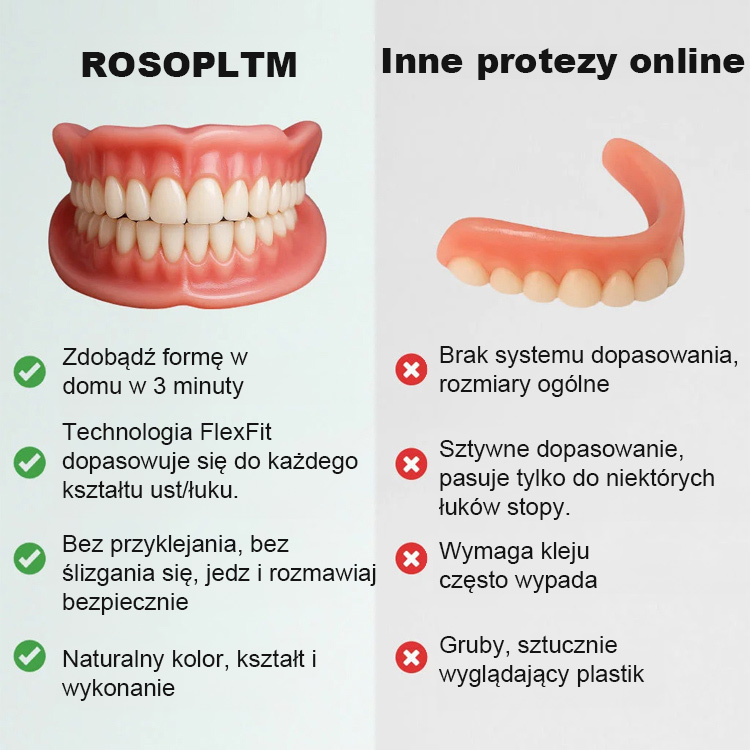 Protezy zębowe ROSOPL | FDA | Naturalny wygląd | DOSTAWA ZA POBRANIEM