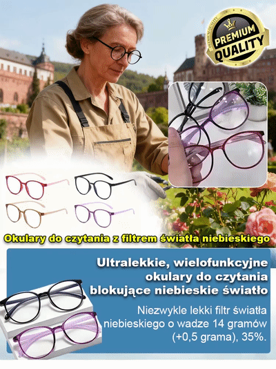 Ultralekkie okulary do czytania z filtrem światła niebieskiego