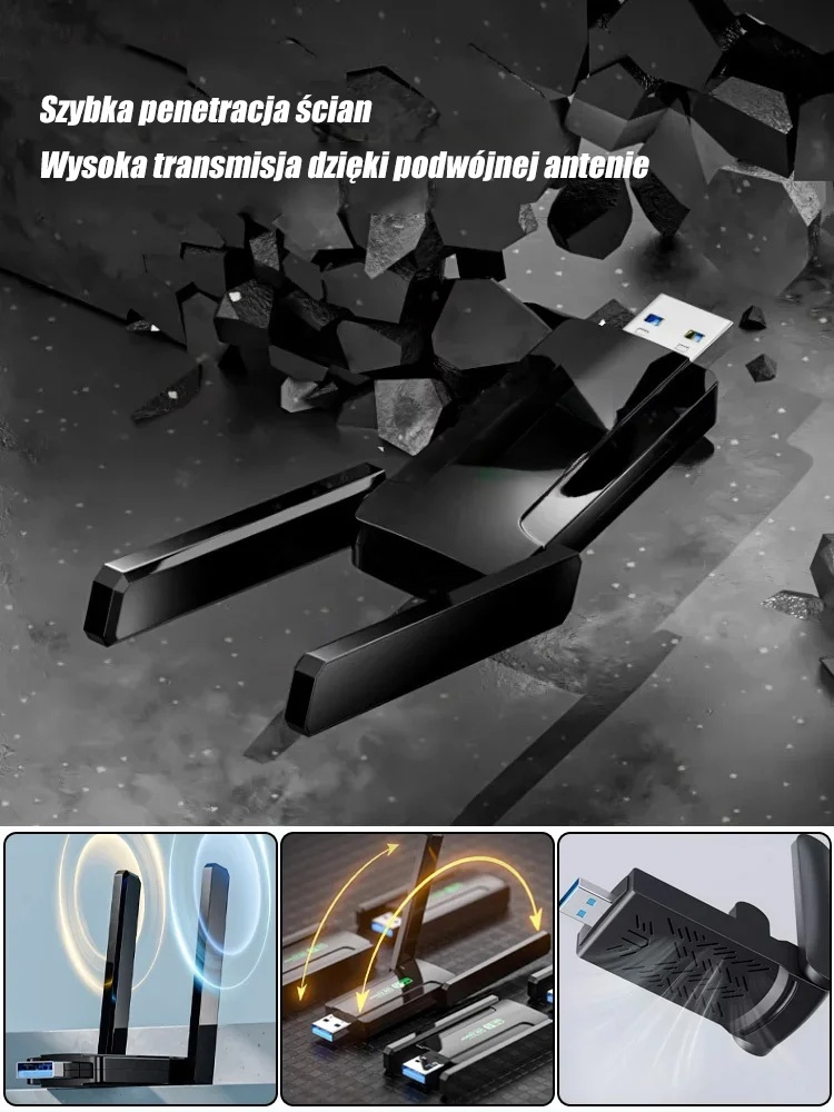 🚀 Chcesz pożegnać się z opóźnieniami sieciowymi i cieszyć się błyskawicznym internetem? Nowy adapter Wi-Fi 1300M dualbandowy, podłącz i korzystaj