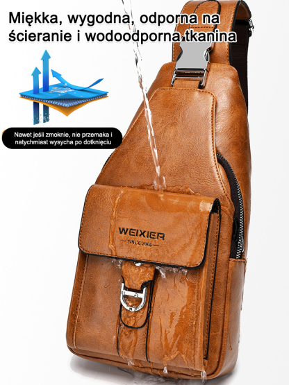 Skórzana torba na klatkę piersiową SL, odporna na zachlapania