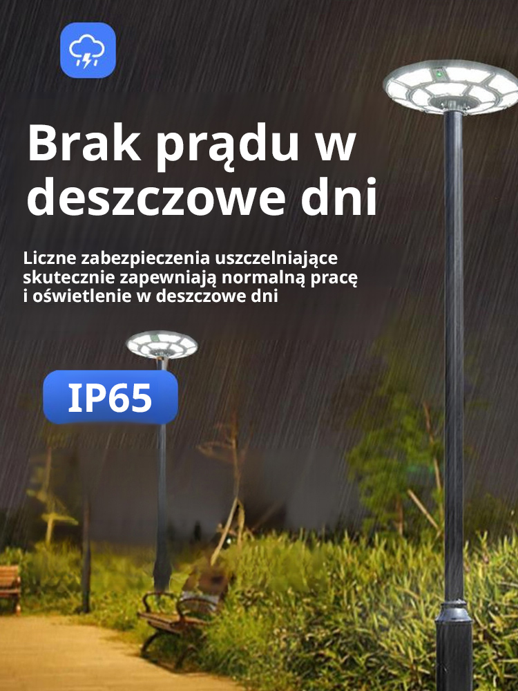 Zintegrowana lampa ogrodowa UFO z panelem słonecznym