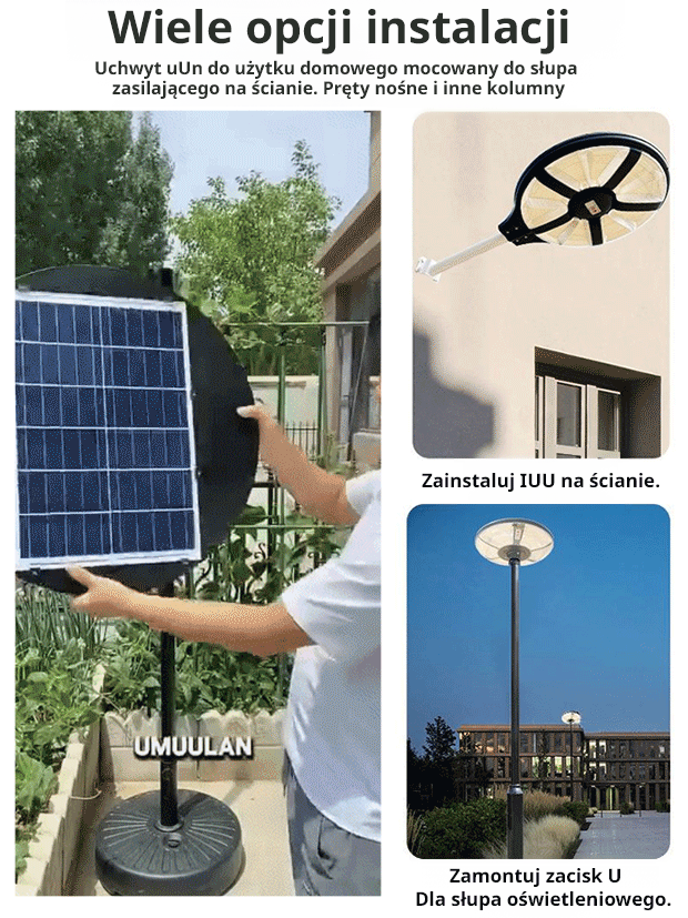 Zintegrowana lampa ogrodowa UFO z panelem słonecznym