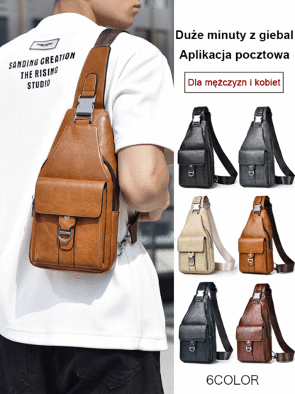 Skórzana torba na klatkę piersiową SL, odporna na zachlapania