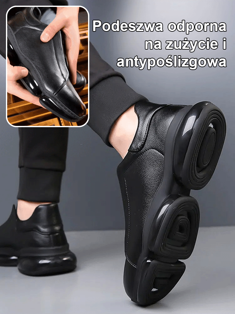 Podwyższające buty casualowe z prawdziwej skóry na poduszce powietrznej