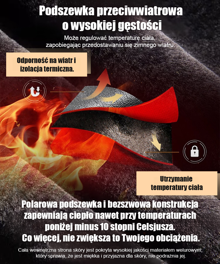 Męska skórzana kurtka ocieplana i pogrubiona.