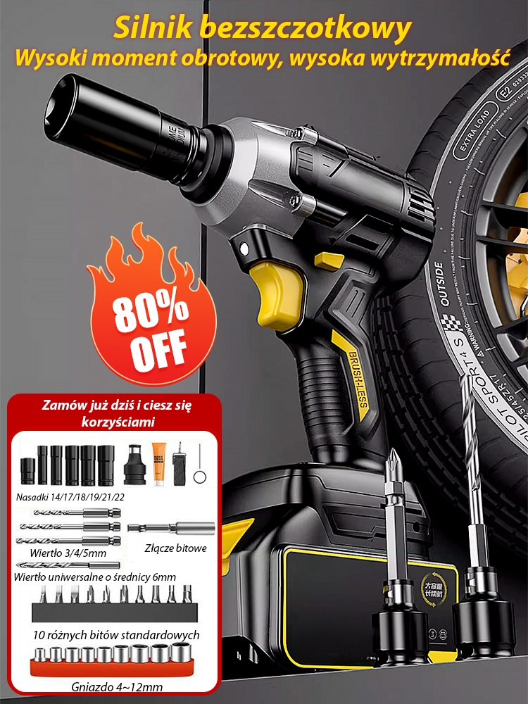 🔥🔩Bezpłatna wersja próbna! Wielofunkcyjny klucz elektryczny, 20 razy wydajniejszy niż zwykły klucz! Mocne działanie, cicho i bez hałasu, 30 lat bez pęknięć!