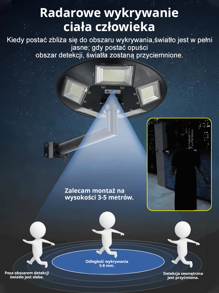 Zintegrowana lampa ogrodowa UFO z panelem słonecznym