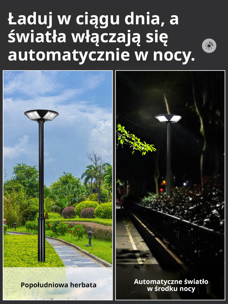Zintegrowana lampa ogrodowa UFO z panelem słonecznym