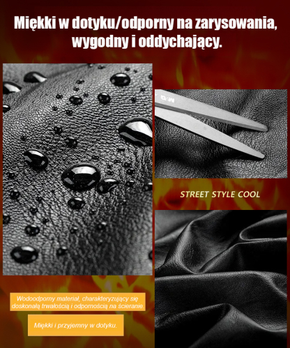 Męska skórzana kurtka ocieplana i pogrubiona.