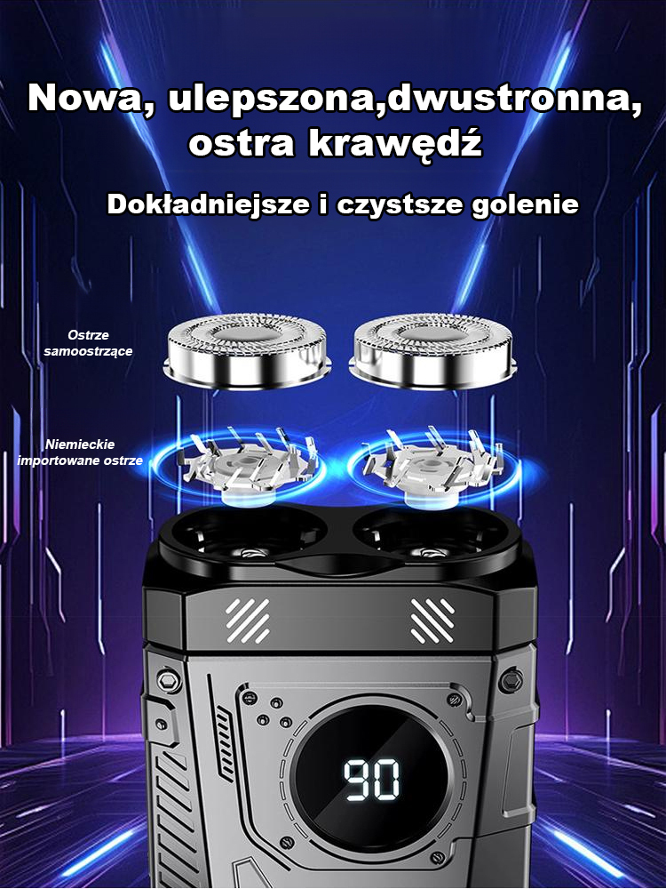 【1S Clean Shave】Dwugłowicowa szybka maszynka do golenia Hardman Mecha