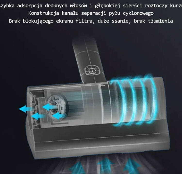 Inteligentny bezprzewodowy odkurzacz roztoczy, moc ssania 8000PA do usuwania głębokich zanieczyszczeń
