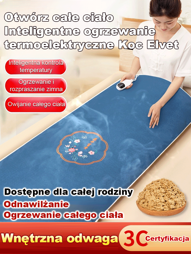 Inteligentne ogrzewanie termoelektryczne Koc Elvet
