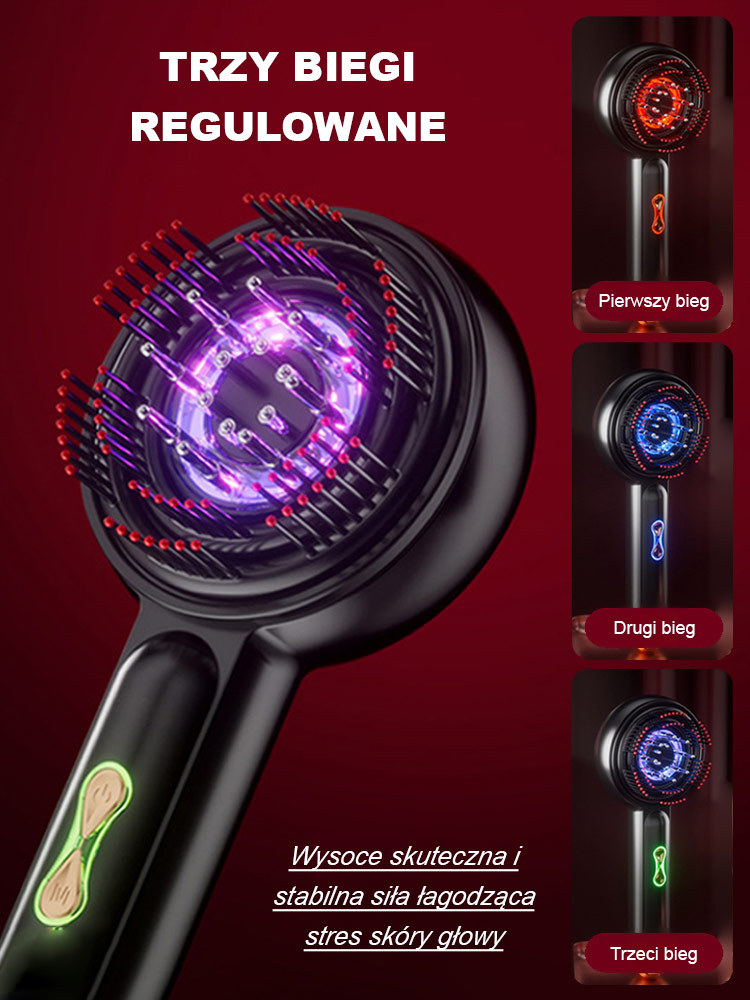 Czerwony wielofunkcyjny grzebień do masażu i wzrostu włosów