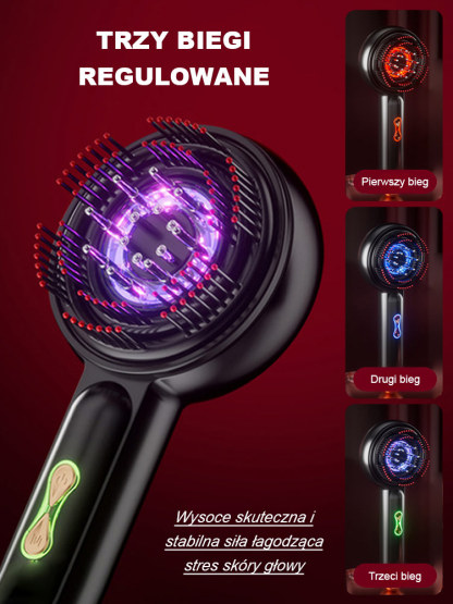 Czerwony wielofunkcyjny grzebień do masażu i wzrostu włosów