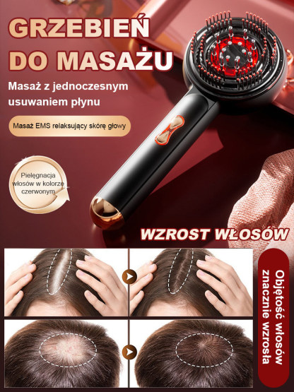 Czerwony wielofunkcyjny grzebień do masażu i wzrostu włosów