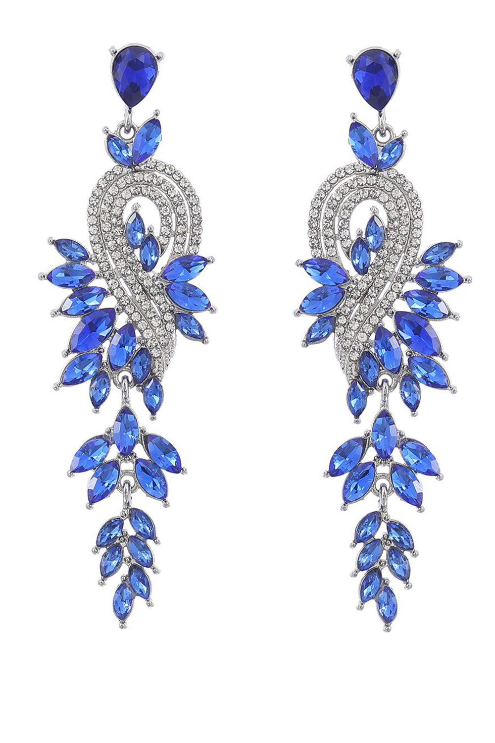 Earrings in Green Featuring Beadings and Rhinestones