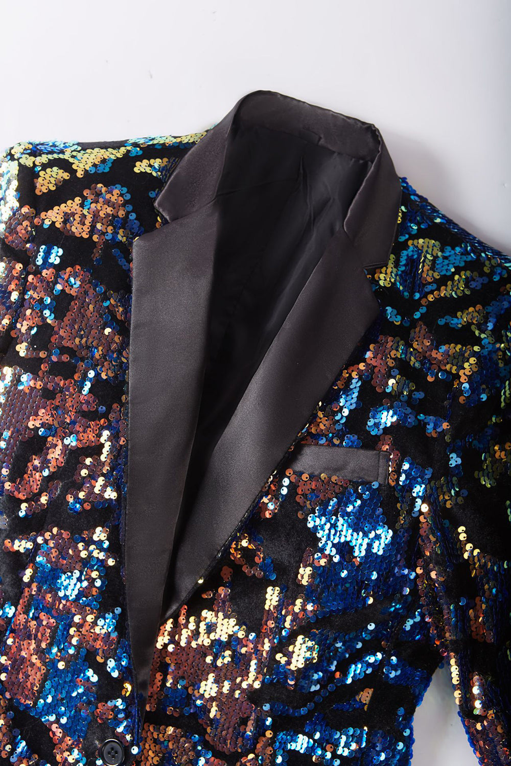 Men's Dark Blue Sparkly Sequined Blazer